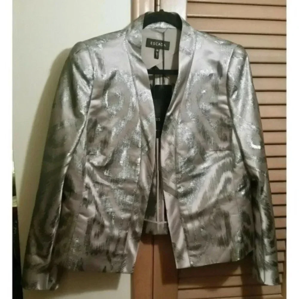 ESCADA 'Steel' Color Design Jacket Blazer Front Fastener Closure No Pockets